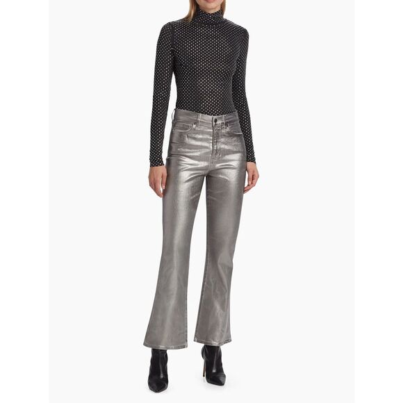 Veronica Beard Carson Metallic Ankle Flared Jeans Size 29 $348 - Picture 1 of 12